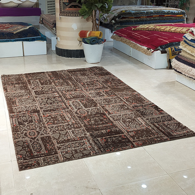 فرش دستبافت 6 متری مدل تکه دوزی لوکس