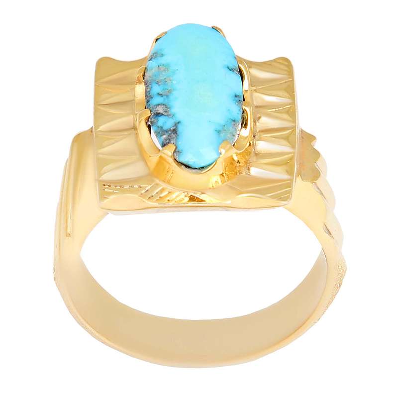 انگشتر نقره مردانه بازرگانی میلادی مدل سنگ فیروزه نیشابور کد AM_2375