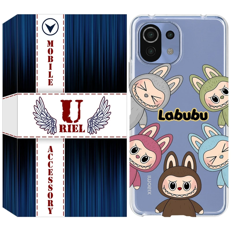 کاور یوریل قاب مدل Clear کد 102 طرح لبوبو Labubu مناسب برای گوشی موبایل شیائومی Mi 11 Lite / 11 Lite 5G NE