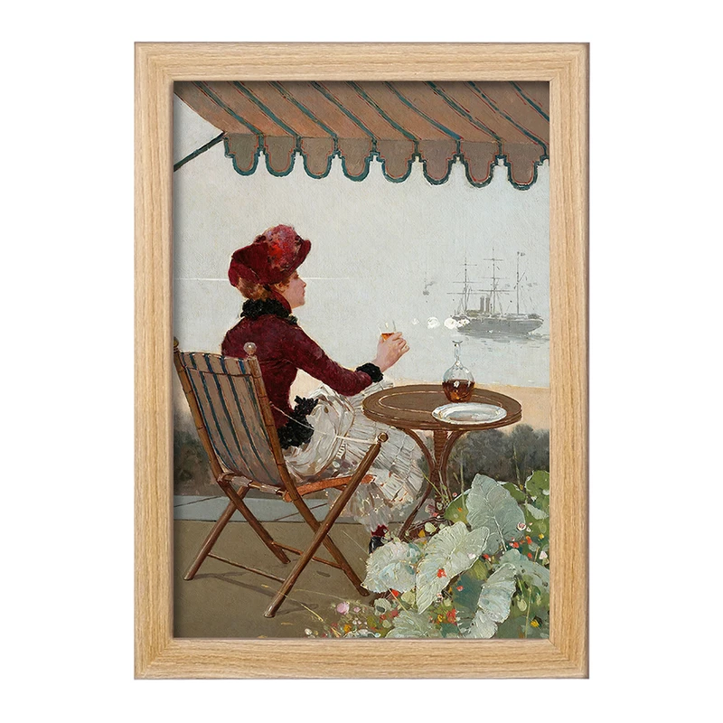 تابلو خندالو مدل نقاشی کافه ساحلی اثر ژان برو کد F12349