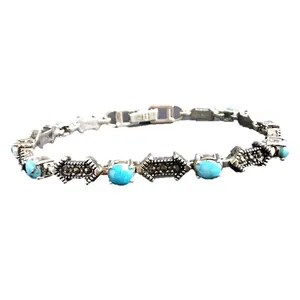 دستبند نقره زنانه مدل فیروزه کد glsr-1675