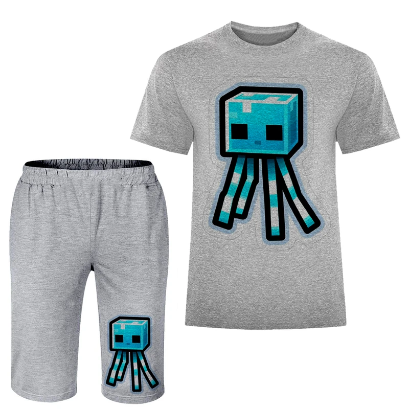ست تی شرت آستین کوتاه و شلوارک راحتی مردانه مدل ماینکرفت هشت پا A264