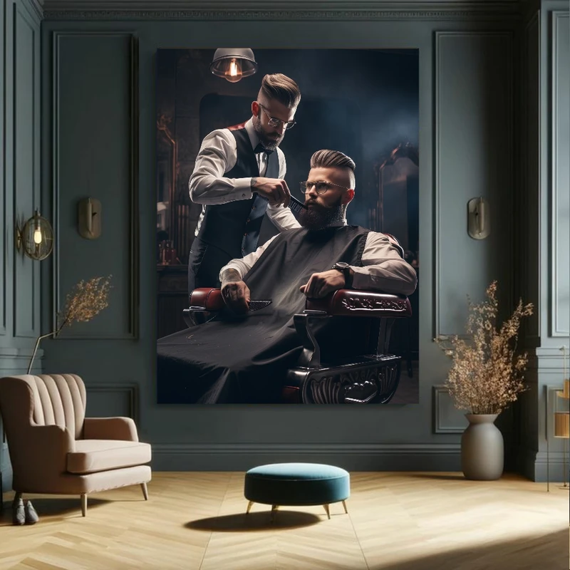  پوستر طرح مخمل آرایشگاه مردانه مدل پیرایشگر کد FP105048