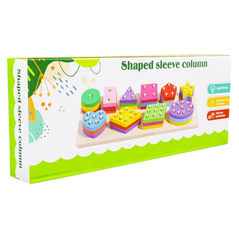 بازی آموزشی مدل مونته سوری چوبی طرح جانمایی و پایه اشکال 10 ستون