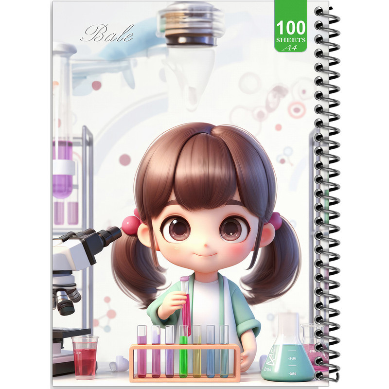 دفتر نقاشی 100 برگ بله طرح فانتزی دختر دانشمند کد A4-N473