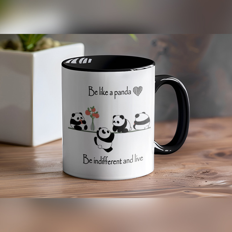 ماگ حرارتی طرح پاندا مدل H1001 به همراه زیر لیوانی و قاشق