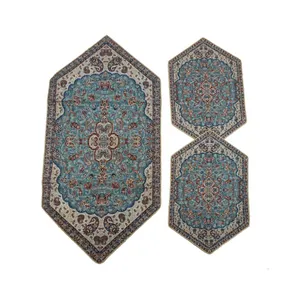 ست 3 تکه رومیزی ترمه حسینی طرح شاه عباسی کد 128