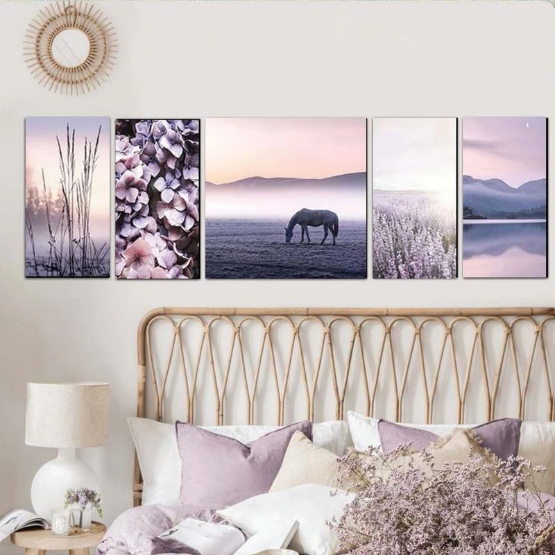 تابلو شاسی بکلیت طرح مدرن طبیعت و اسب مدل SH-1915 مجموعه 5 عددی