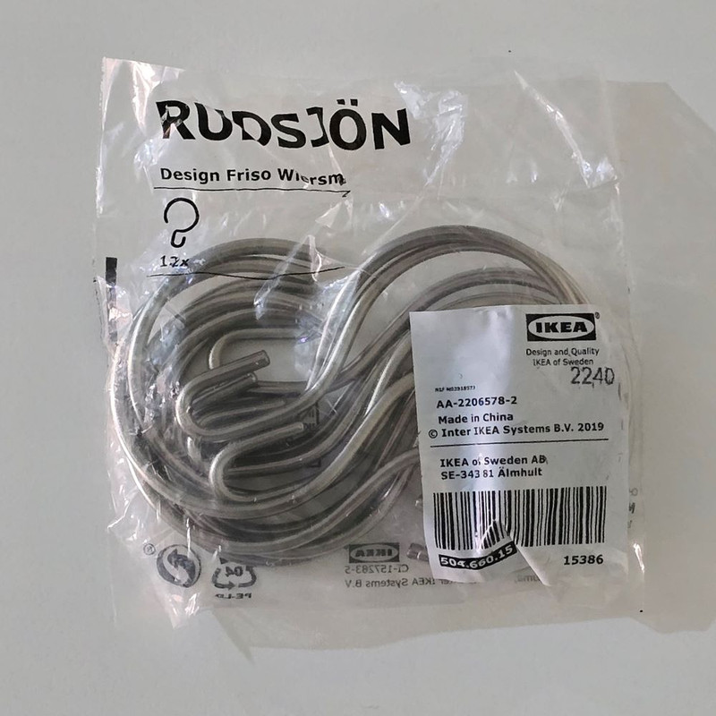 گیره پرده حمام ایکیا مدل RUDSJON کد 504.660.15 بسته 12 عددی