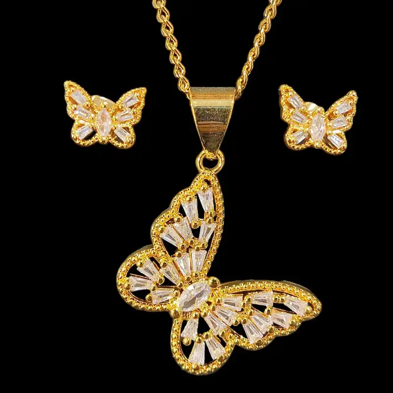 نیم ست زنانه مدل  پروانه نگین باگت جواهری کد VENUS-YSX09