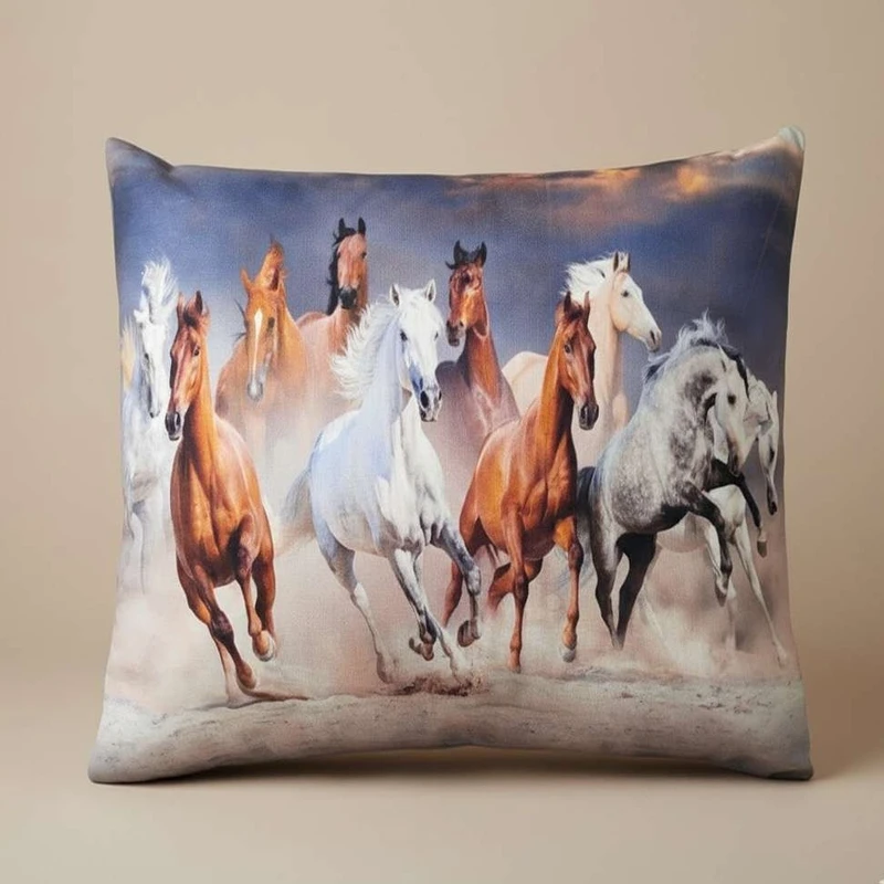 رو بالشی مدل مخمل رنگ ثابت طرح اسب وحشی سایز 50*70 سانتی متر بسته دو عددی