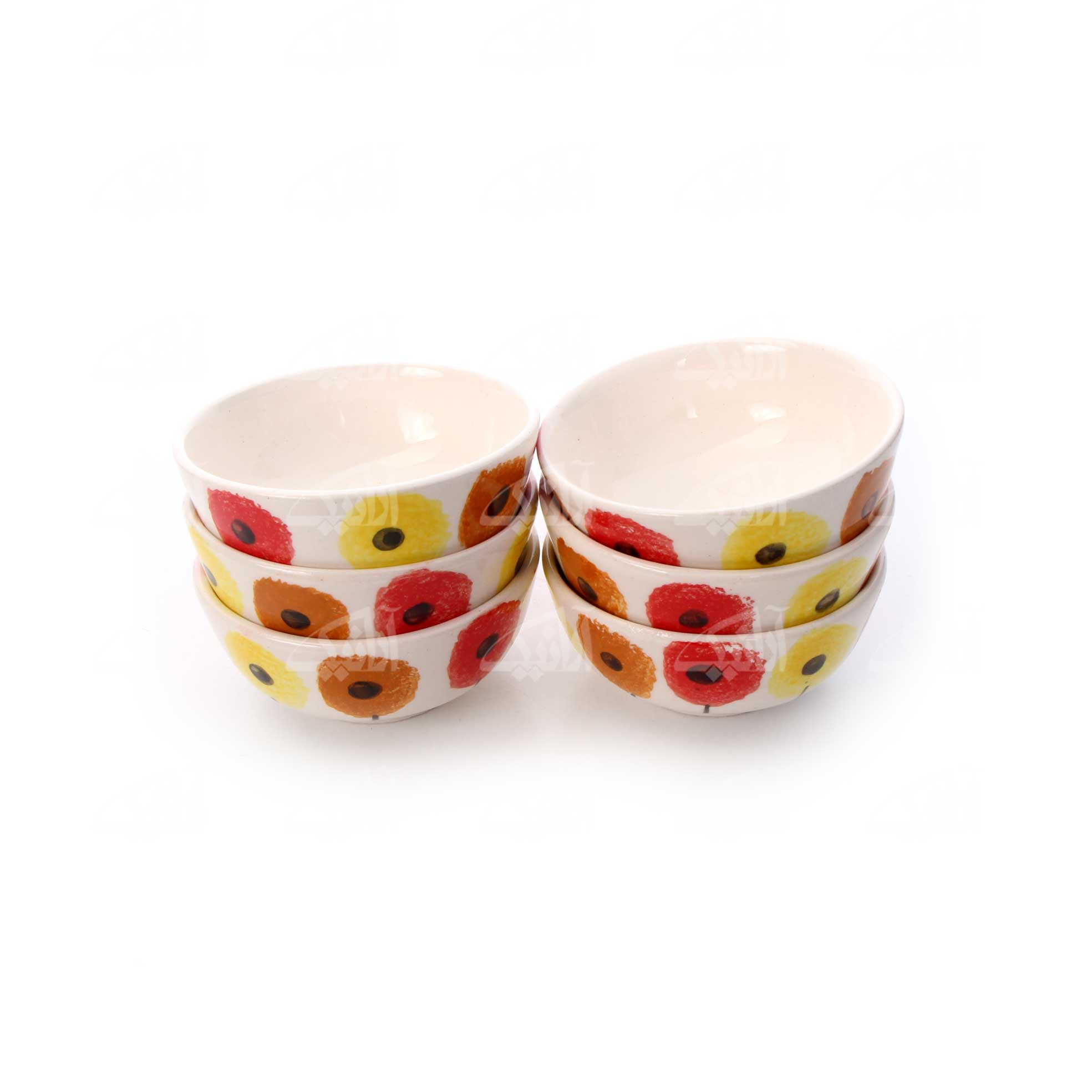 کاسه سفالی عسل خوری آرانیک مدل شقایق کد 1004000165 بسته 6 عددی