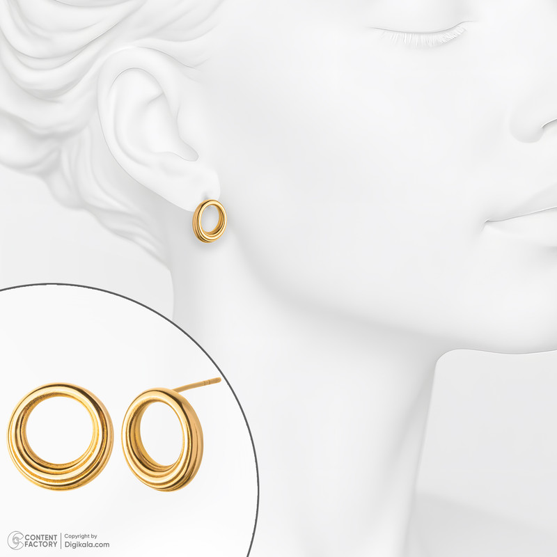 گوشواره میخی طلا 18 عیار زنانه گلدم مدل حلقه ایی E245002 - 5