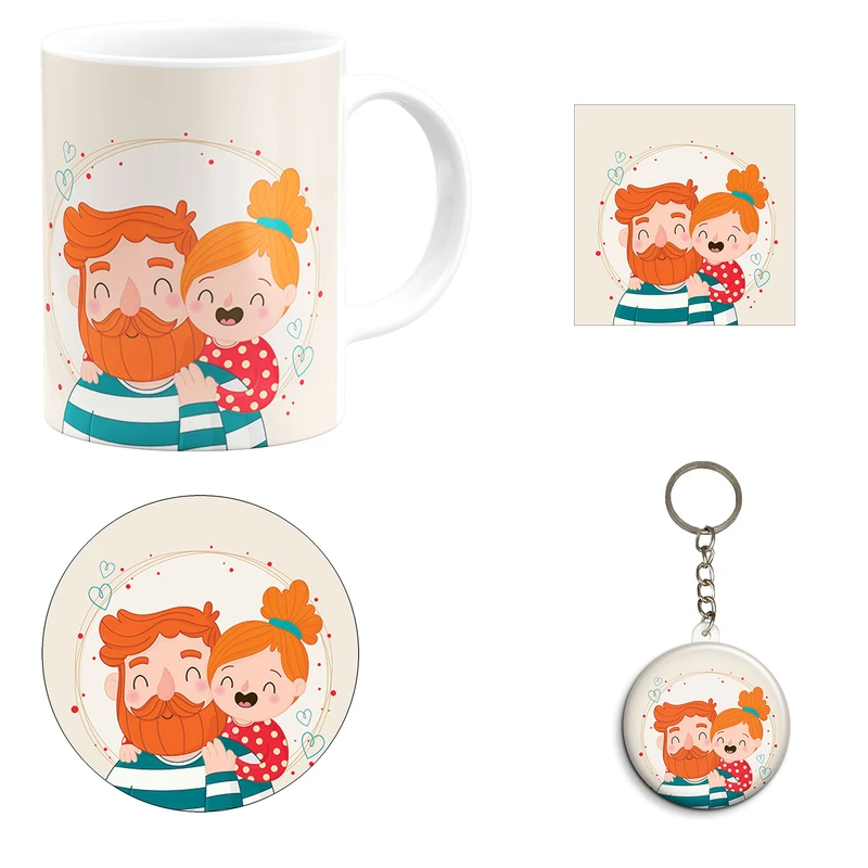 ست هدیه ماگ طرح روز پدر کد A13 مجموعه 4 عددی