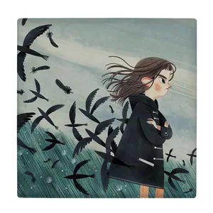 زیر لیوانی  طرح دختر و پرندگان کد    6096807_5260