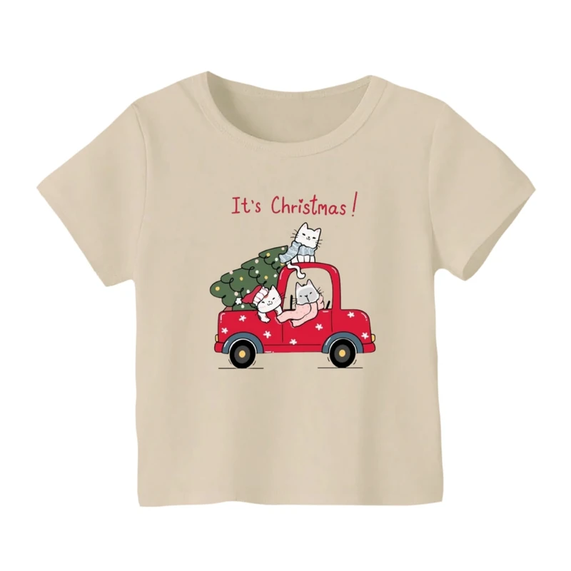 تی شرت آستین کوتاه بچگانه مدل ماشین کریسمس کد 7