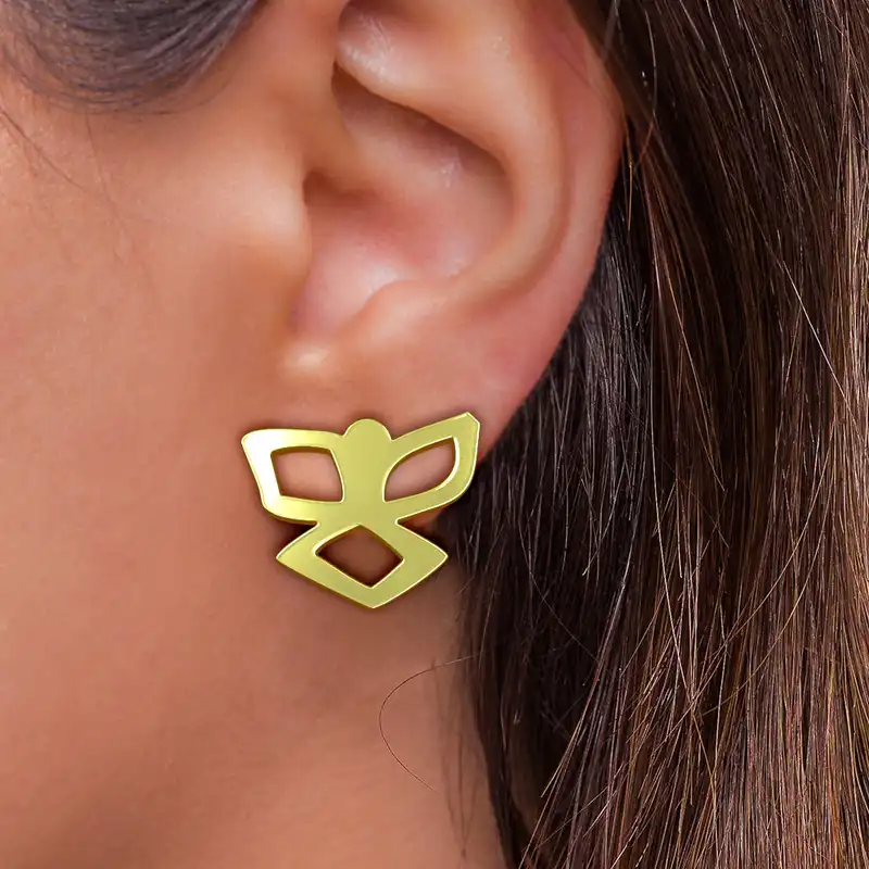 گوشواره طلا 18 عیار زنانه مدوپد مدل هندسی کد GA1-16135