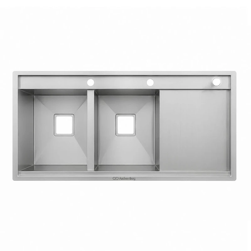 سینک ظرفشویی استیل توکار دو لگنه آخنبرگ مدل HS-1203PLUS-L لگن چپ