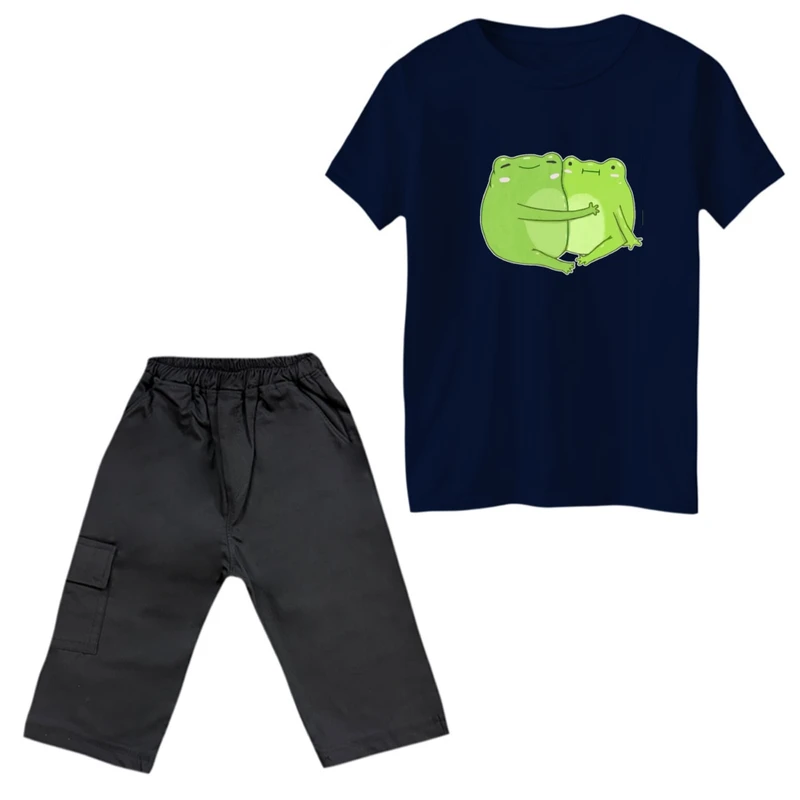 ست تی‌شرت و شلوارک پسرانه مدل قورباغه عاشق