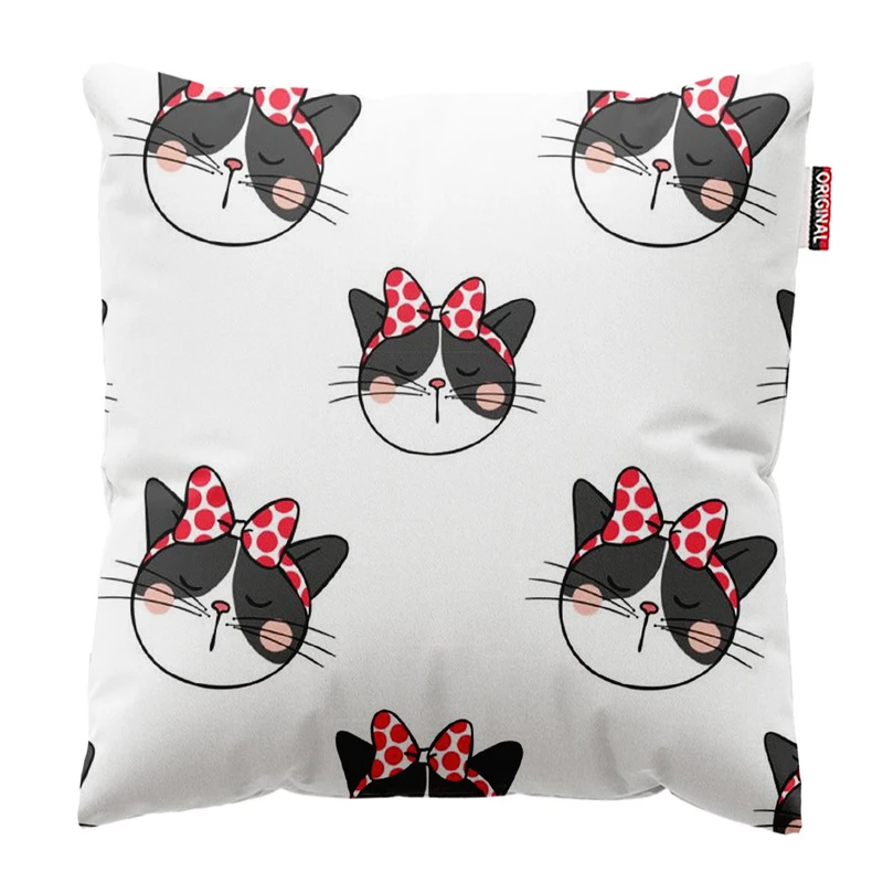  کوسن پاد آفرین طرح کارتونی گربه بامزه کد 1852 سایز 30*30 سانتی متر