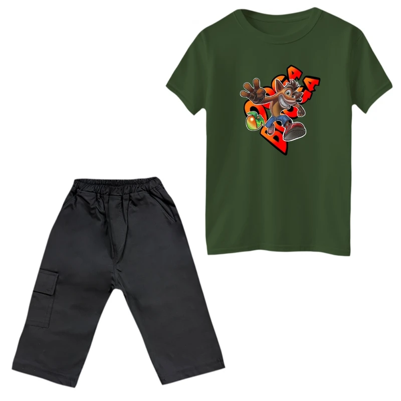 ست تی‌شرت و شلوارک پسرانه مدل کراش کد 2