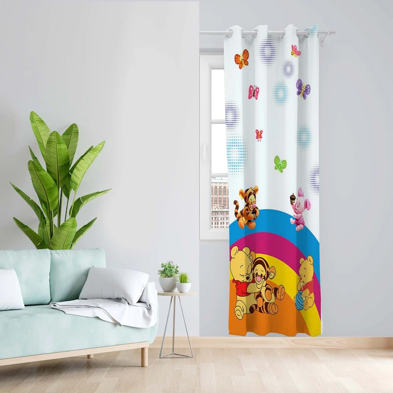 پرده طرح POOH مدل مخمل پانچی کد 5049L z سایز 140x200 سانتی متر