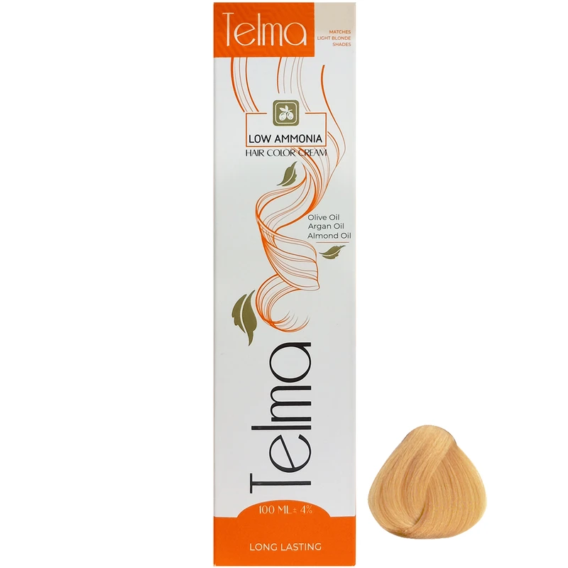 رنگ مو تلما مدل Low Ammonia شماره 7.07 حجم 100 میلی لیتر رنگ بلوند تنباکویی روشن