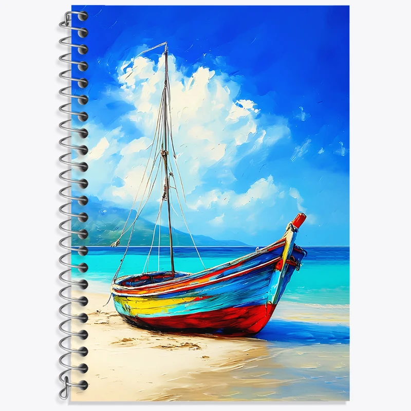 دفتر زبان 50 برگ خندالو مدل سه خط طرح قایق کد N4491