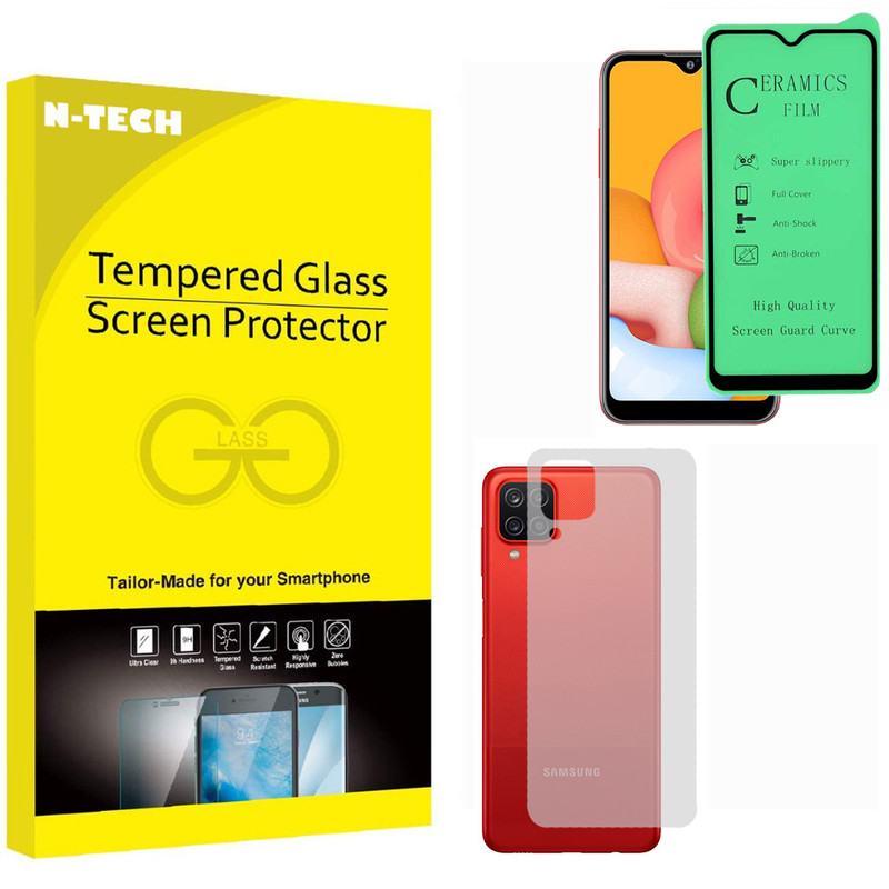  محافظ صفحه نمایش سرامیکی انتک مدل CRBKM-01 مناسب برای گوشی موبایل سامسونگ Galaxy A12 به همراه محافظ پشت گوشی 