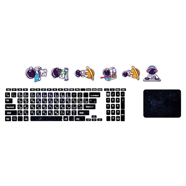 استیکر لپ تاپ توییجین و موییجین طرح Space  کد 182 مناسب برای لپ تاپ 15.6 اینچ به همراه برچسب حروف فارسی کیبورد