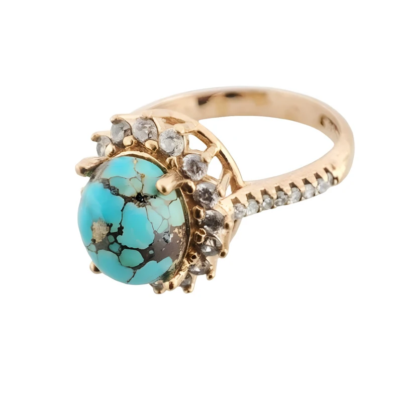 انگشتر زنانه مدل طلا روس فیروزه نیشابور q051