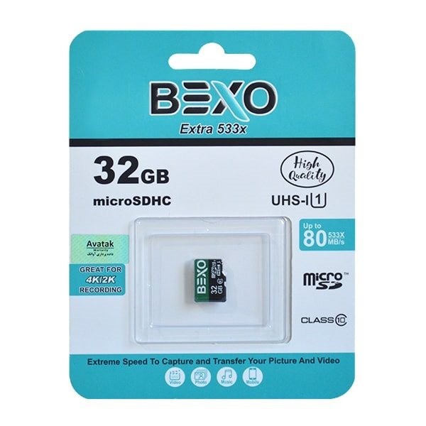کارت حافظه micro sdxc بکسو مدل 433x کلاس 10 استانداردUHS-IU1 سرعت 65mb ظرفیت 32 گیگابایت