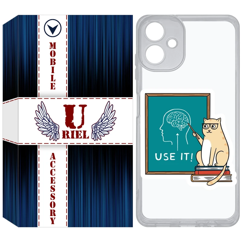 کاور یوریل مدل Clear کد 95 طرح گربه عاقل مناسب برای گوشی موبایل سامسونگ Galaxy A06