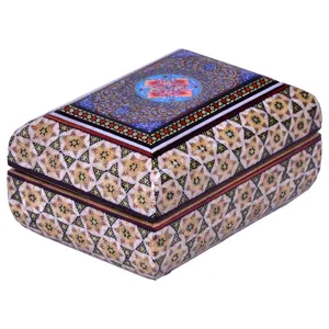 جعبه جواهرات خاتم کاری مدل گل ستاره ای کد 1108
