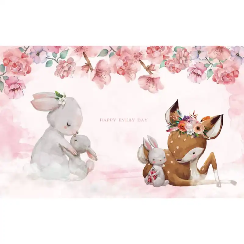 پوستر دیواری اتاق کودک طرح خرگوش و روباه مدل drv1113