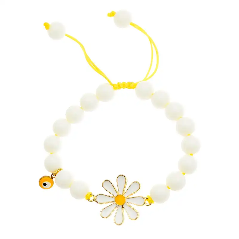 دستبند زنانه دلنار گالری مدل بابونه و چشم نظر