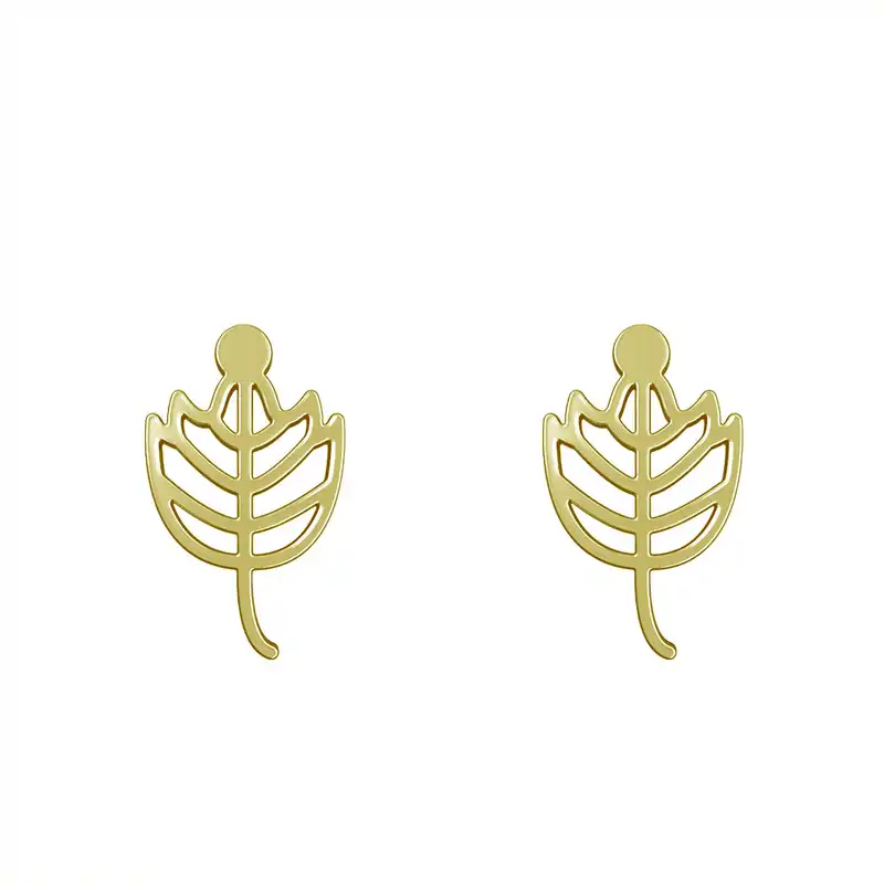 گوشواره طلا 18 عیار زنانه مدوپد مدل برگ کد GA1-16007