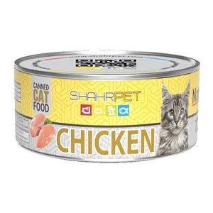 کنسرو غذای گربه شهرپت مدل Chicken وزن 120 گرم