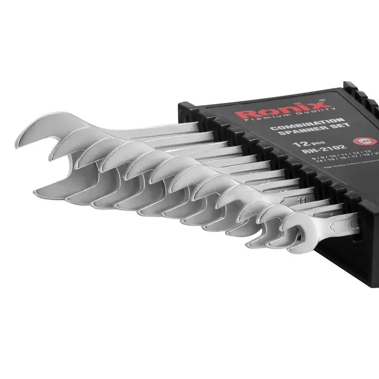 عکس شماره 3 : آچار یکسر تخت و یکسر رینگی رونیکس مدل crv2102.spanner مجموعه 12 عددی