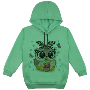 هودی دخترانه مدل جغددختر F144 رنگ سبز