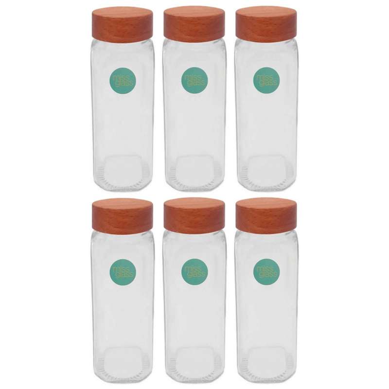 ست جا ادویه ای میس گلس مدل M1 در چوبی بسته 6 عددی