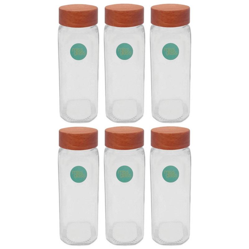 ست جا ادویه ای میس گلس مدل M1 در چوبی بسته 6 عددی