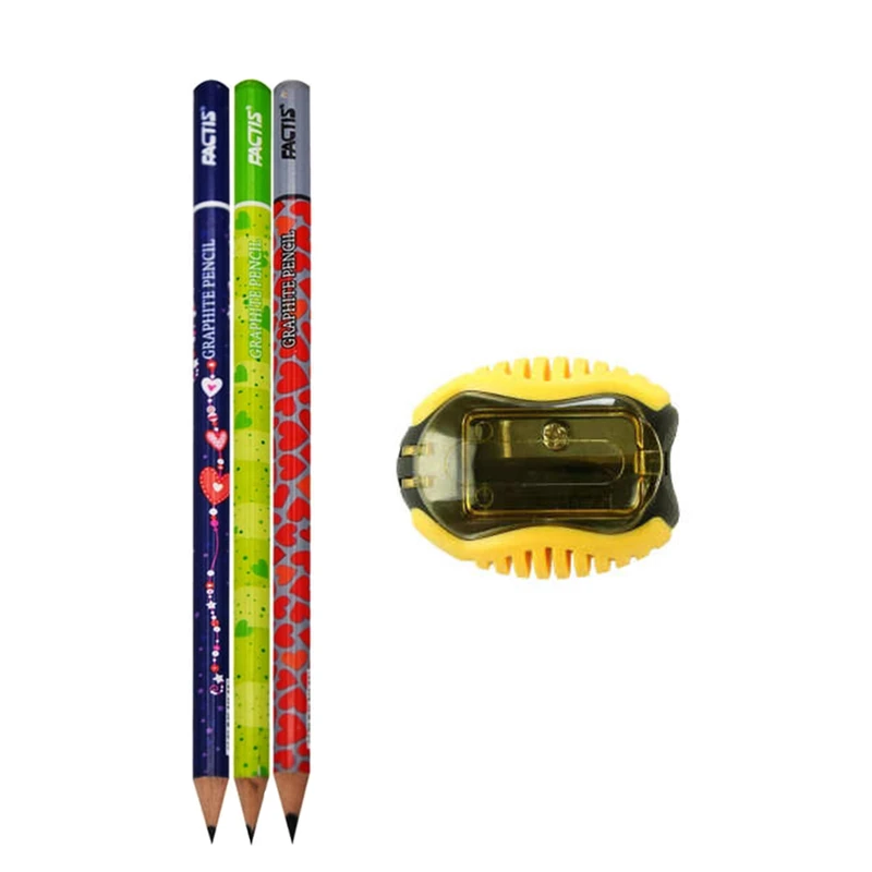 مداد مشکی فکتیس به همراه تراش بسته 4 عددی