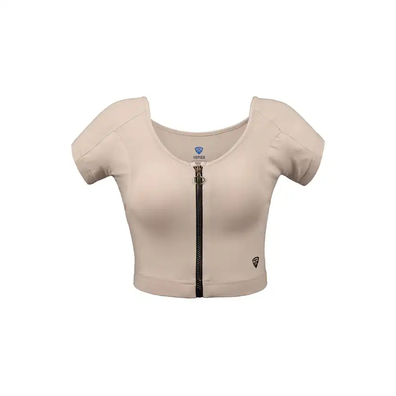 ست نیم تنه و لگینگ ورزشی زنانه تاپیک مدل زیپ دار ضد تعریق