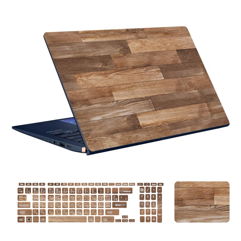  استیکر لپ تاپ توییجین و موییجین طرح WOOD کد 15 مناسب برای لپ تاپ 15.6 اینچ به همراه برچسب حروف فارسی کیبورد 