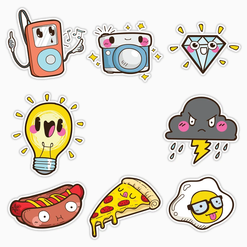 استیکر لپ تاپ و موبایل بووم طرح استیکرهای جذاب کد MA47 مجموعه 8 عددی