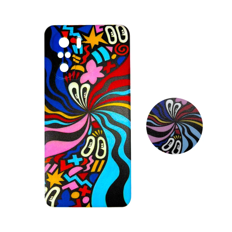 کاور مدل سیلیکونی مناسب برای گوشی موبایل شیائومی Redmi Note 10 4g به همراه پاپ سوکت