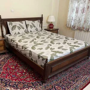 سرویس ملحفه مدل کشدار طرح برگ بیدمجنون 2 نفره 3 تکه