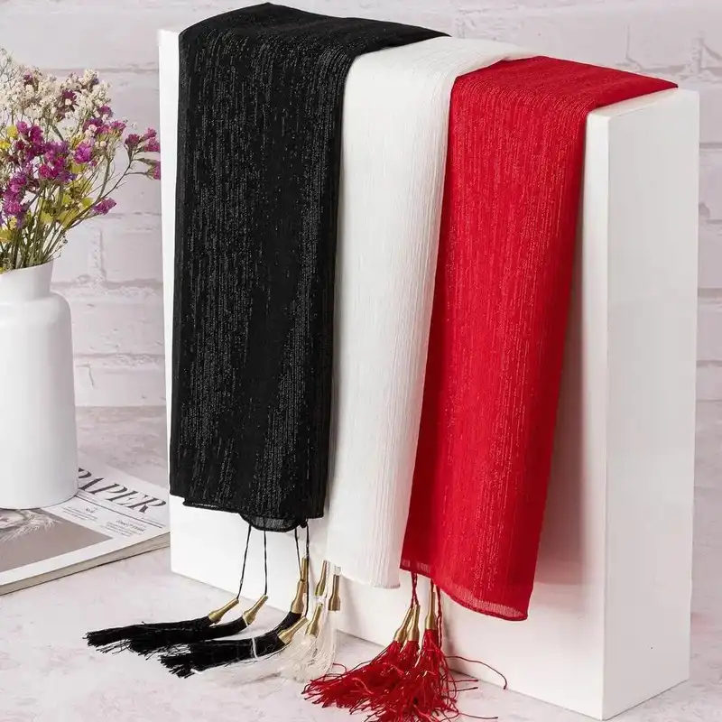 شال زنانه مدل حرير کريشه لمه منگوله دار کد 01280