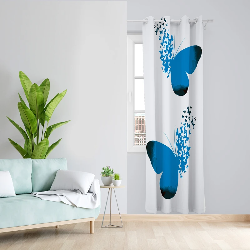 پرده طرح پروانه مدل مخمل پانچی کد L 541 Z سایز 140x200 سانتی متر